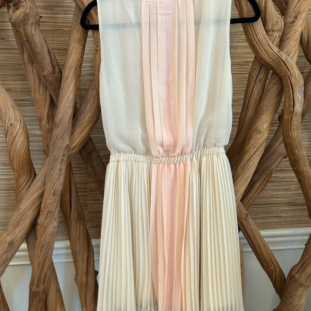 Victoria's Secret Cream and Soft Pink Pleated Chiffon Dress